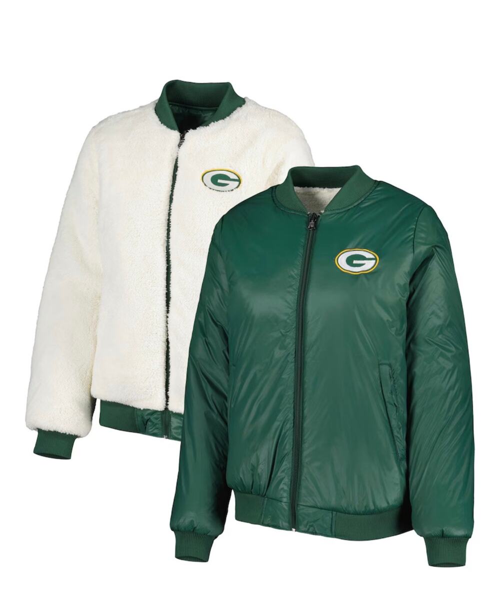 NWT G-III 4Her Green Bay Packers Reversible Sherpa Bomber Jacket Women’s 2XL